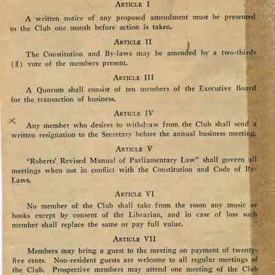 Constitution of Philharmonic Club