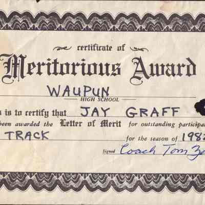 Meritorious Award /Waupun High School (jay Graff) track: Origformat: Other