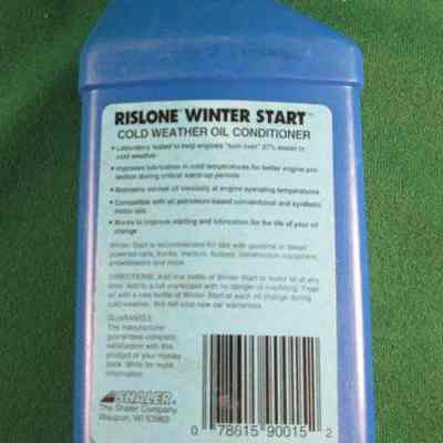 Back label on bottle of Shaler Winter oil conditioner