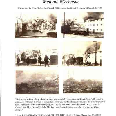 Pictures of the C.A. Shaler Co. Plant & Offices fire of 1922