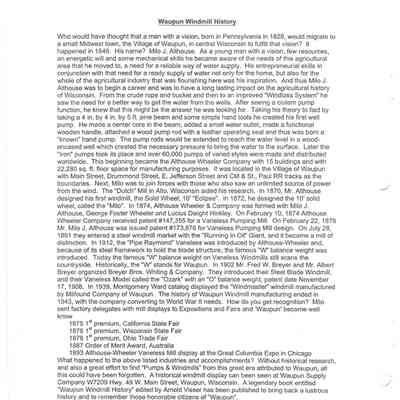 Waupun Windmill History