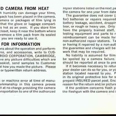 Polaroid 230 Land Camera Instr