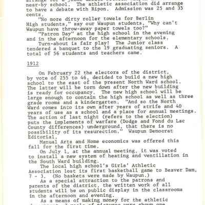 Page from book of History of Waupun Area Schools