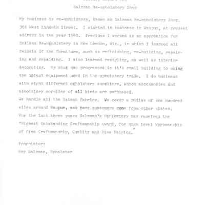 Salzman Re-upholstery Shop