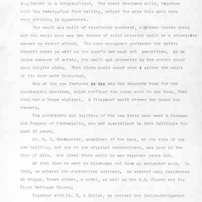 Historical info on State Bank of Waupun cont".