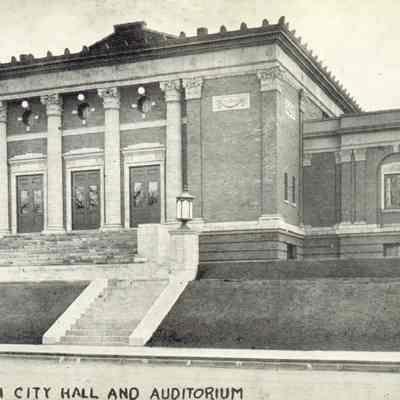Postcard, City Hall, and Auditorium