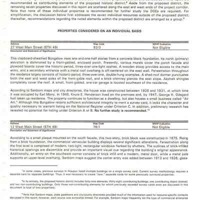 Properties Considered - first page, Not Eligible