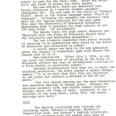 Page from book of History of Waupun Area Schools