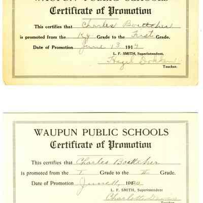 Certificate of Promotion for Charles Boettcher /1919-1920