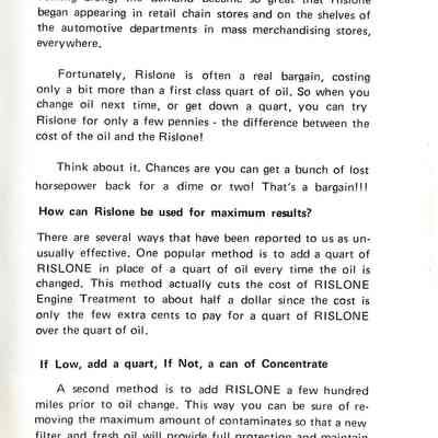 Booklet advertising Rislone products.