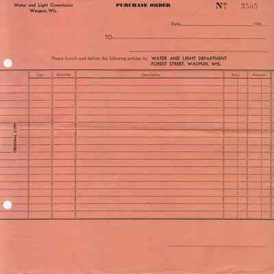 Purchase Order, Utilities, Water and Light Commission