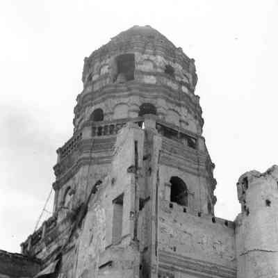 Tower of wrecked building.