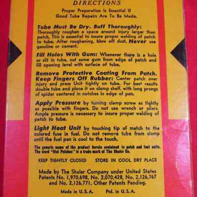 Directions for use of Shaler Hot Patches