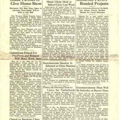 Waupun School News paper of 1937