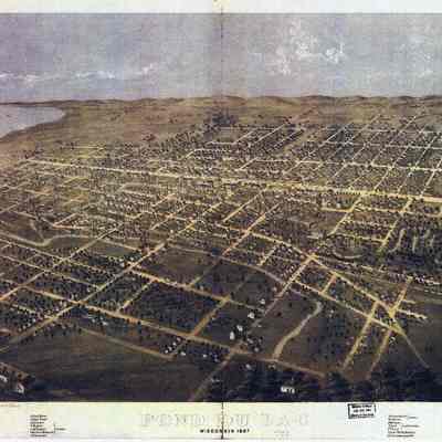 Postcard, Aerial Drawing of Waupun
