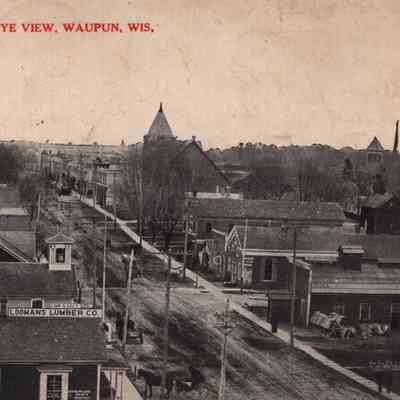 Postcard, Main Street, Looking East, Bird's-Eye View