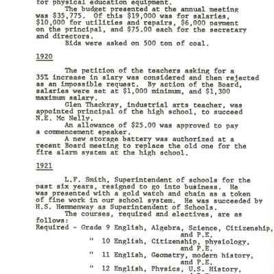 Page from book of History of Waupun Area Schools