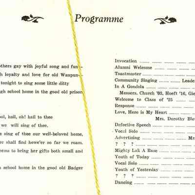 Program of Aumni Banquet of 1925.