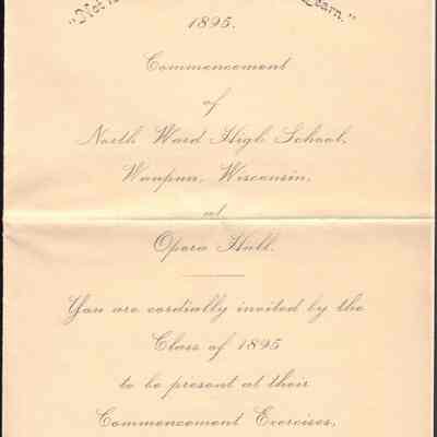 Waupun- North Ward High School Class of 1895 (Commencement) June 14 1895