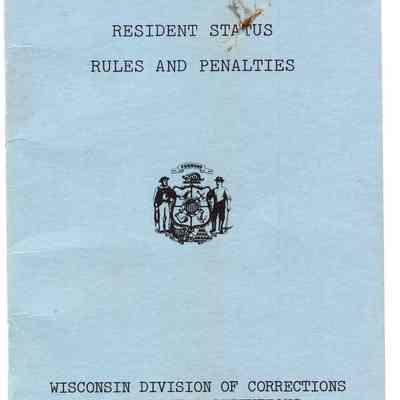 Manual, Corrections, Wisconsin State Prison, Resident Status Rules and Penalties, 1974