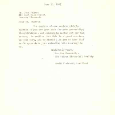 A Thank You Letter to the Society