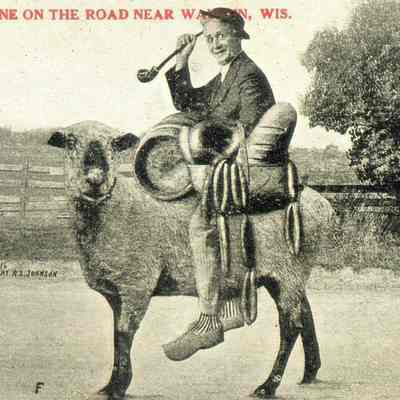 Johnson Postcard, comic "Scene on road near Waupun, Wis."