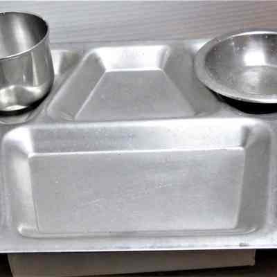 Metal Meal Tray, Cup, and Bowl, Corrections, Wisconsin State Prison
