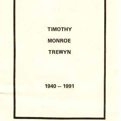 Handout from Timothy Trewyn Memorial Service, 1991