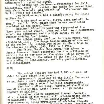 Page from book of History of Waupun Area Schools