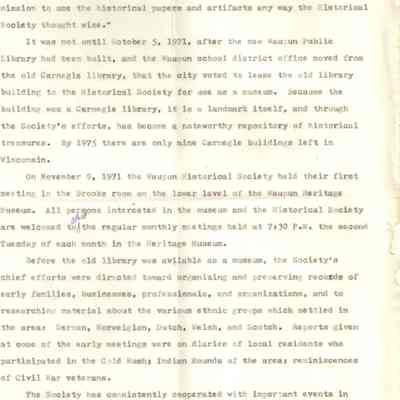 Page 2 WaupunHistorical Society History