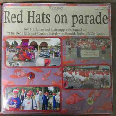 Red Hats on parade on Spanish Springs Town Square