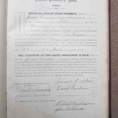 First record of Treasurers Bond March 28,1898
