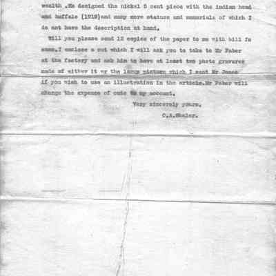 Letter from Clarence Addison Shaler to unknown.