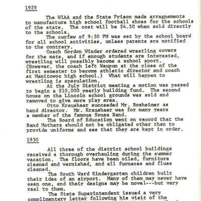 Page from book of History of Waupun Area Schools