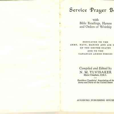 Inside page of Service Prayer Book