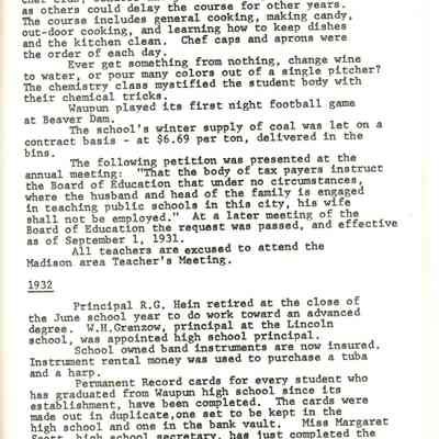 Page from book of History of Waupun Area Schools