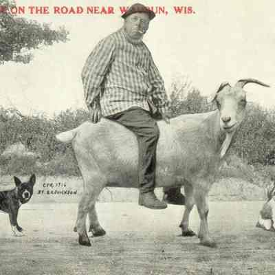 Johnson Postcard, comic "Scene on road near Waupun, Wis."