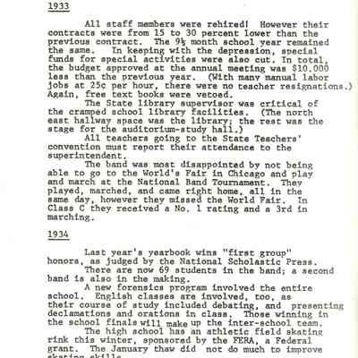 Page from book of History of Waupun Area Schools