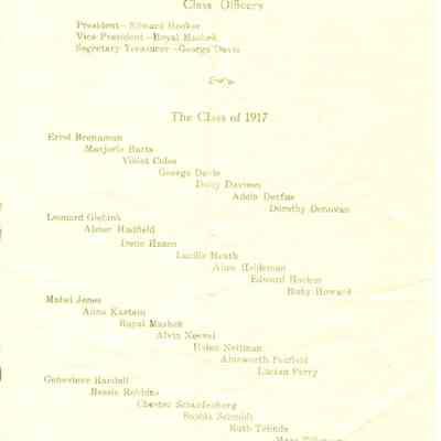 Class Officers of 1917 on back of Play program
