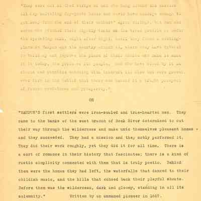 Fifteen page collection of early Waupun historical facts