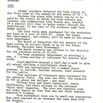Page from book of History of Waupun Area Schools