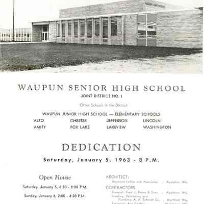 Program from Dedication of Waupun Senior High School