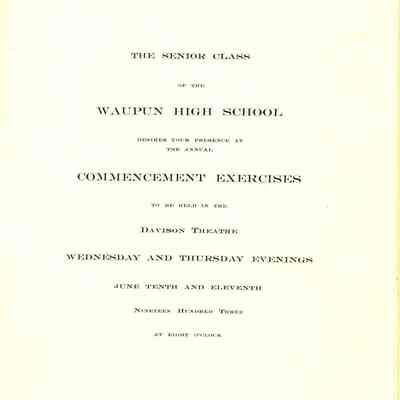 Commencement program of class of 1903.