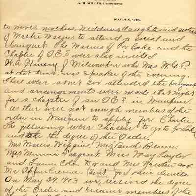 History of Waupun #144 O. E. S.