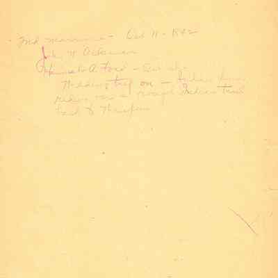 Hand written notes, back of page