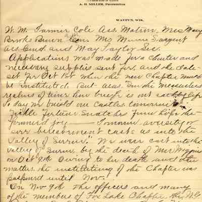 History of Waupun #144 O. E. S.