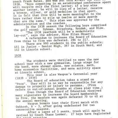 Page from book of History of Waupun Area Schools