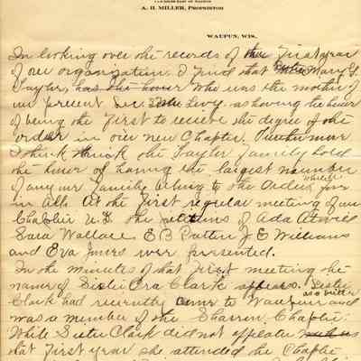 History of Waupun #144 O. E. S.