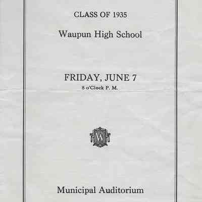 Program, Waupun High School Commencement, 1935