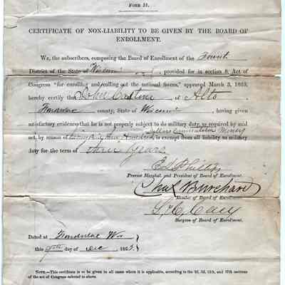 Civil War Papers of Exemption